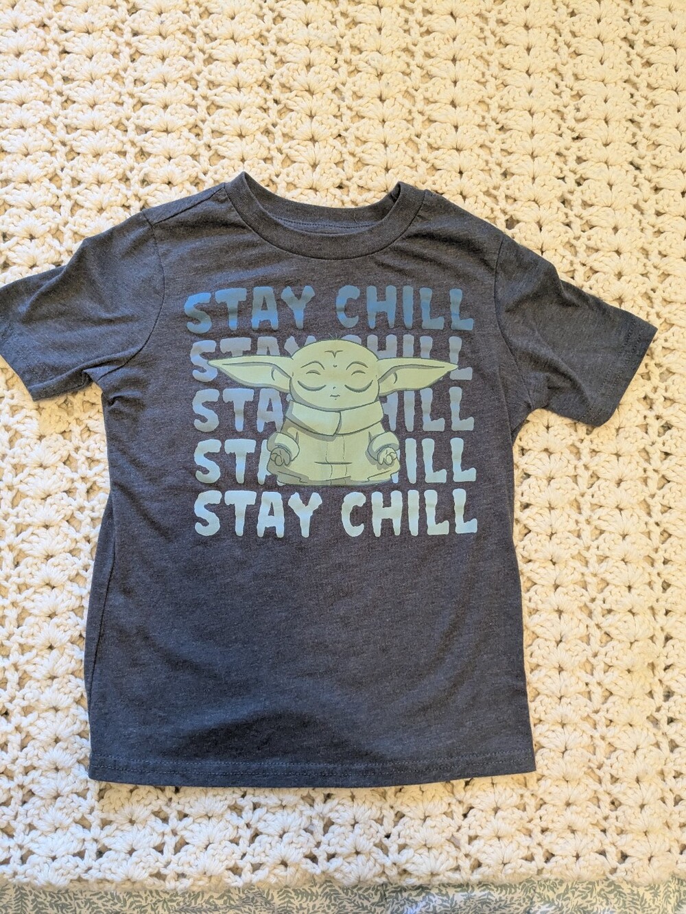 Baby Yoda fans! MAD Engine Star Wars Kids Graphic Tee in Gray and White, 4/5
